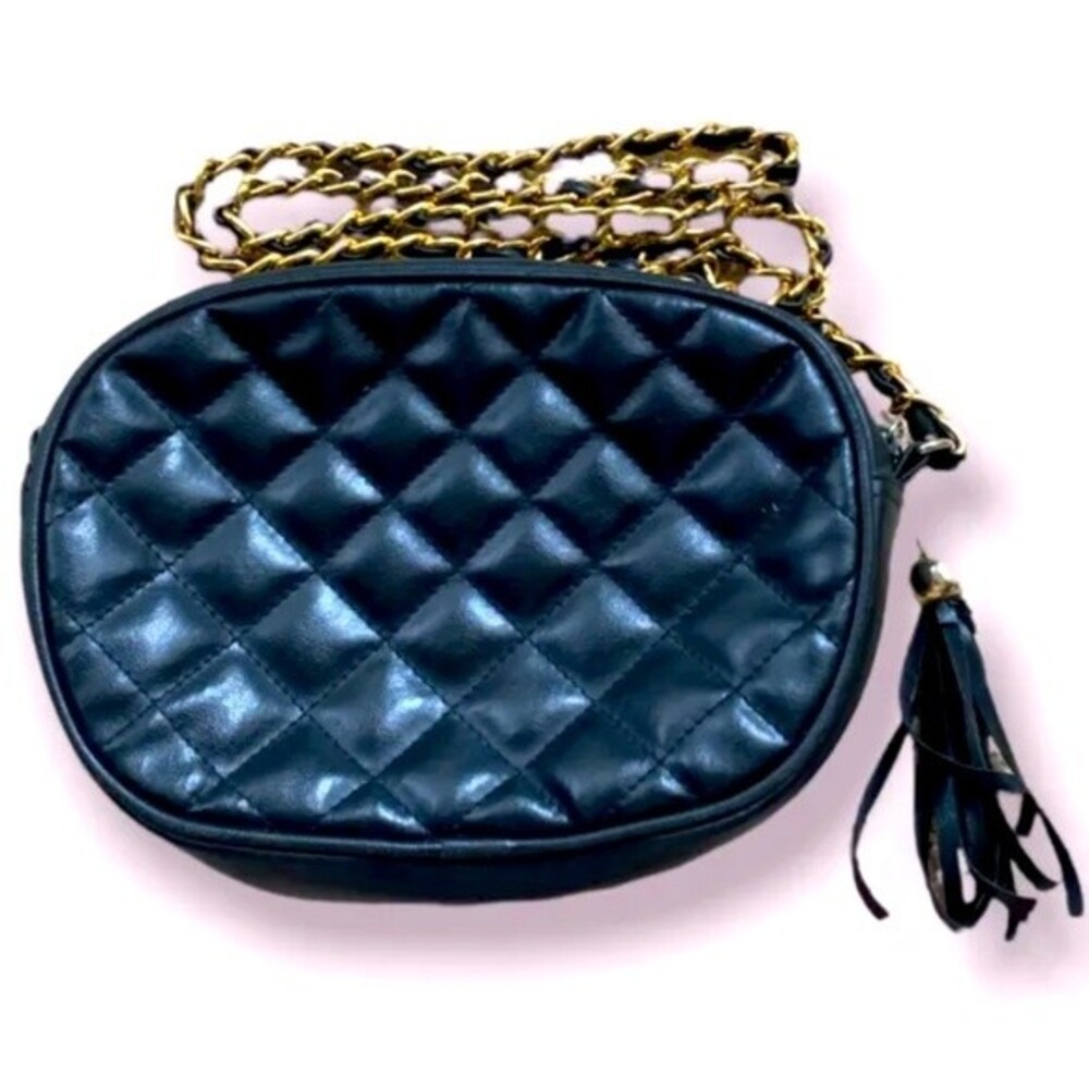 Laura Scott Women Black Chain Crossbody Bag Small Size Quilted